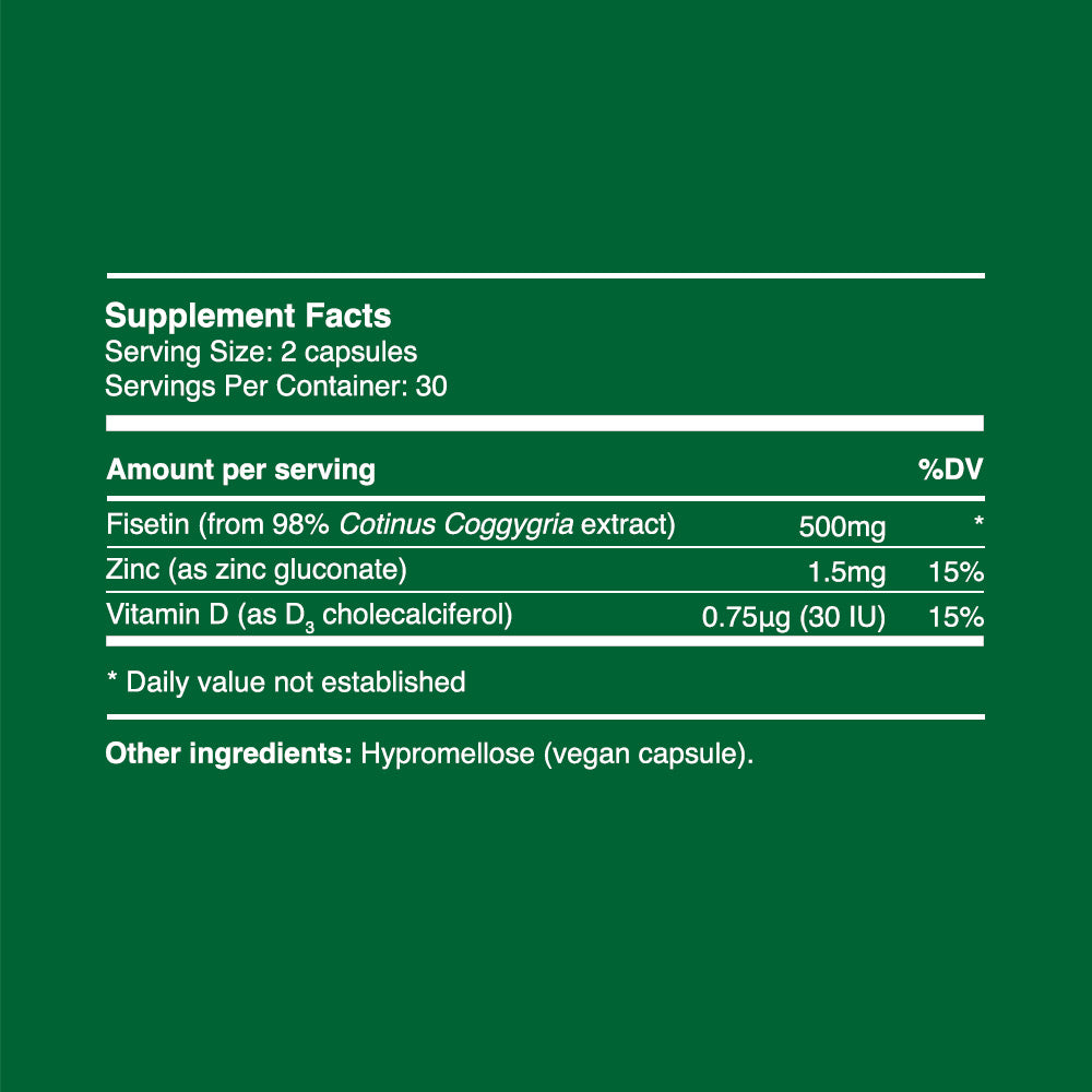 Fisetin Capsules 250mg (30 servings, 60 caps)
