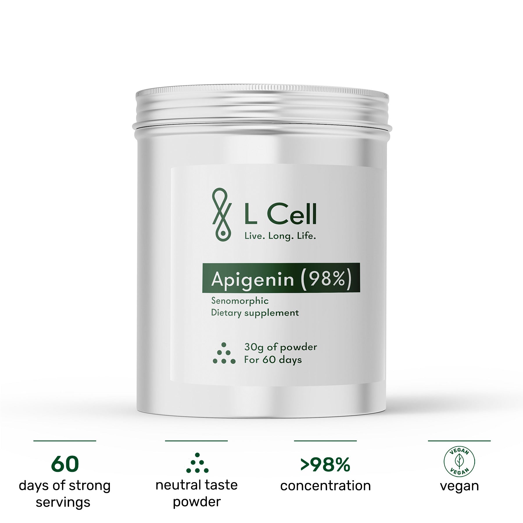 Apigenin Powder 30g (60 days, >98% purity)