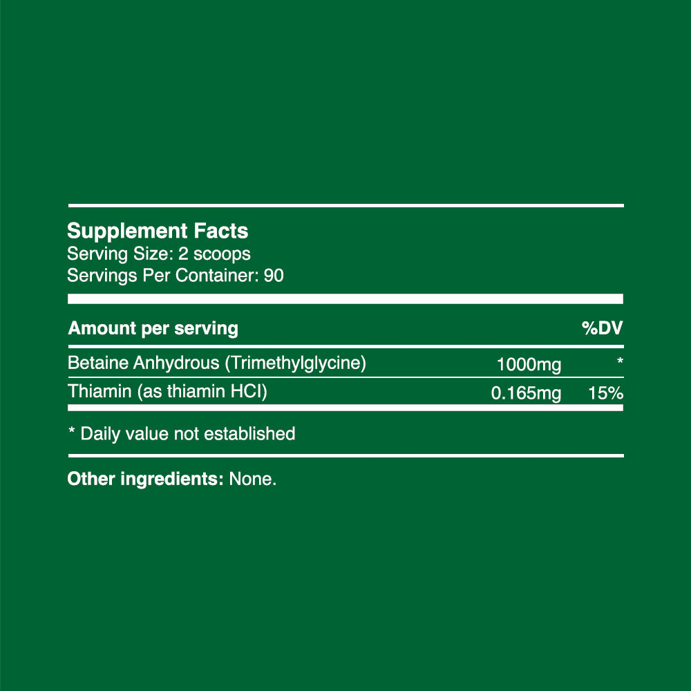TMG Betaine Anhydrous Powder 90g (90 servings, >98% purity)