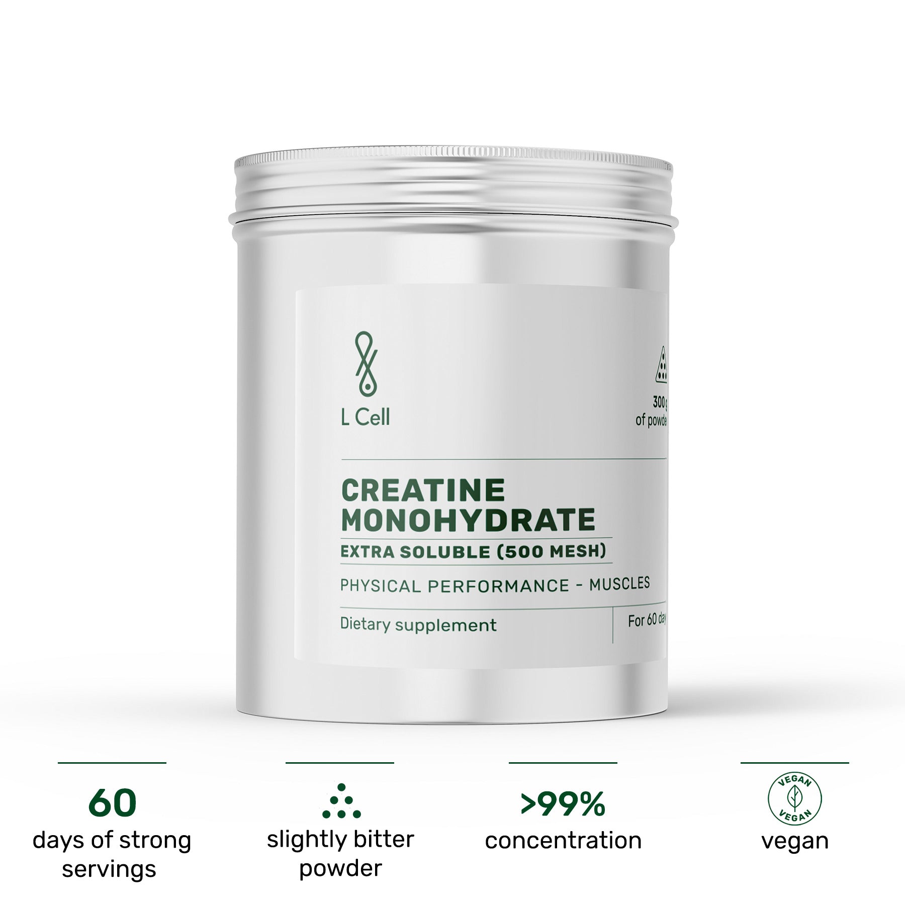 Creatine Monohydrate powder 300g (60 days, 500 mesh)