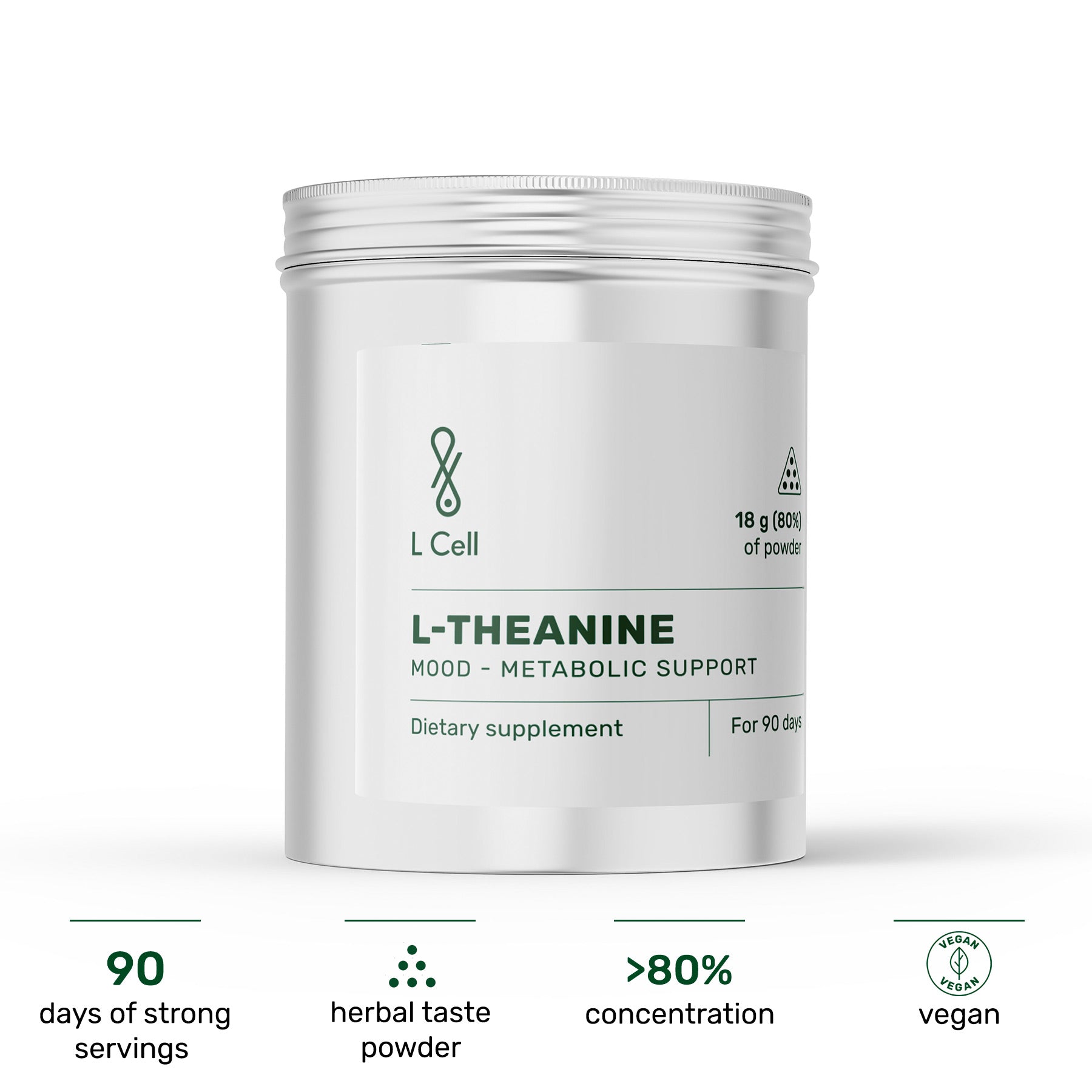 L-Theanine Powder 23g (90 days, >80% purity)