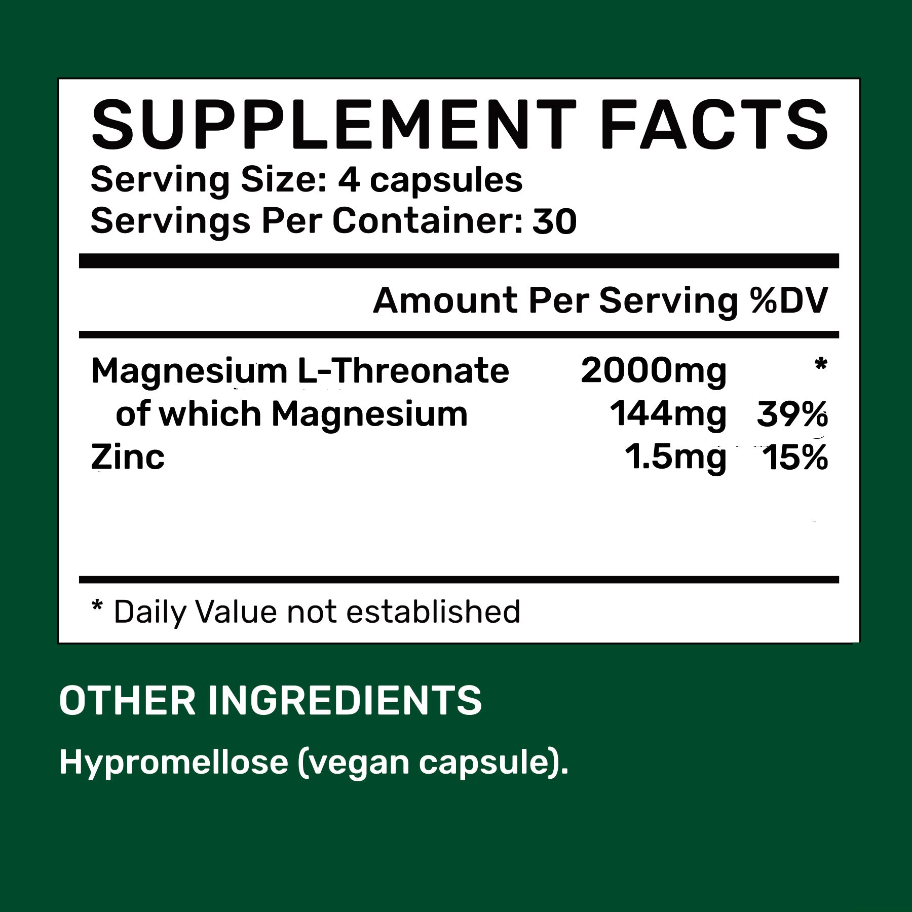 Magnesium L-Threonate Capsules 450mg (30 days, 120 pc.)