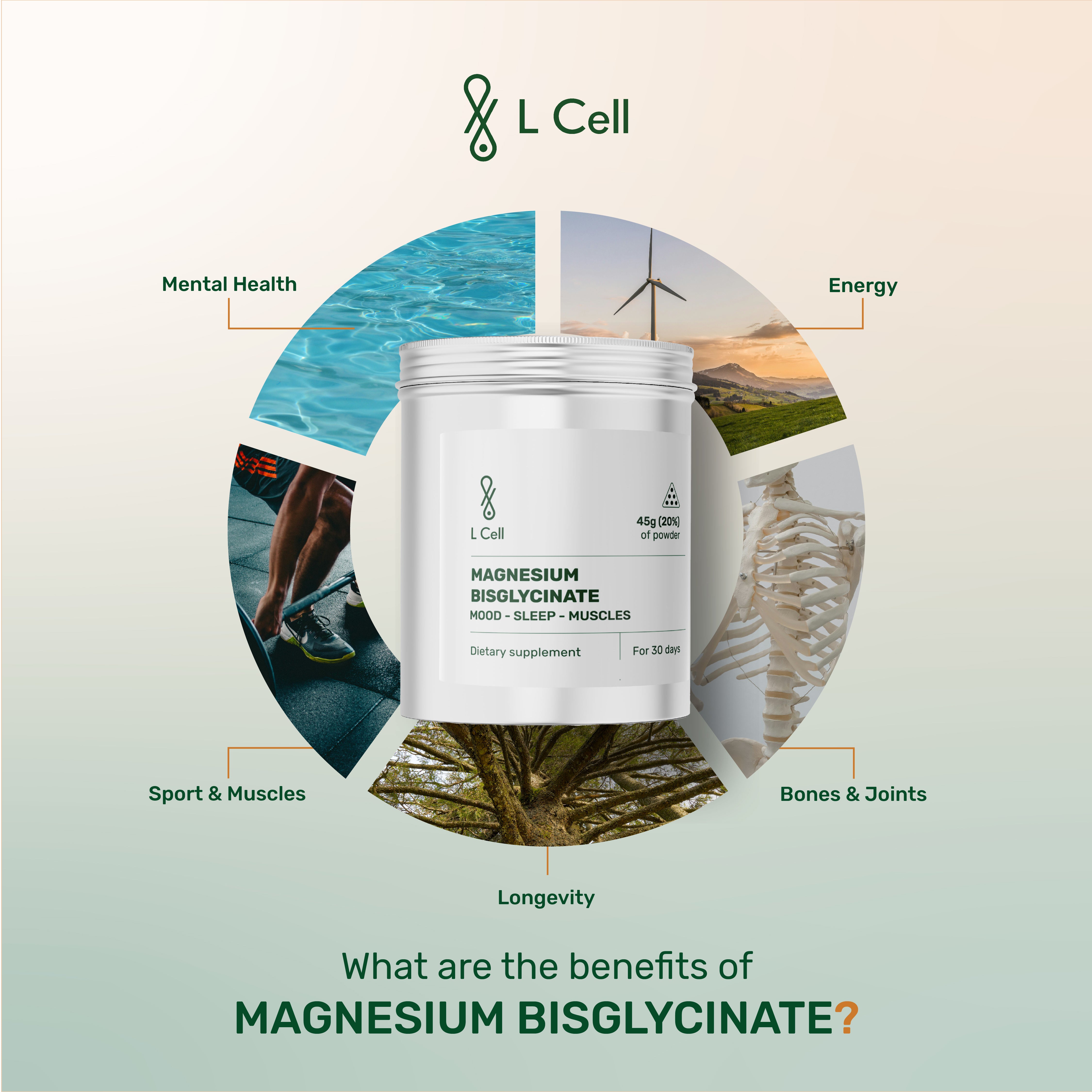 Magnesium Bisglycinate Powder 45g (30 days, 20% concentration)