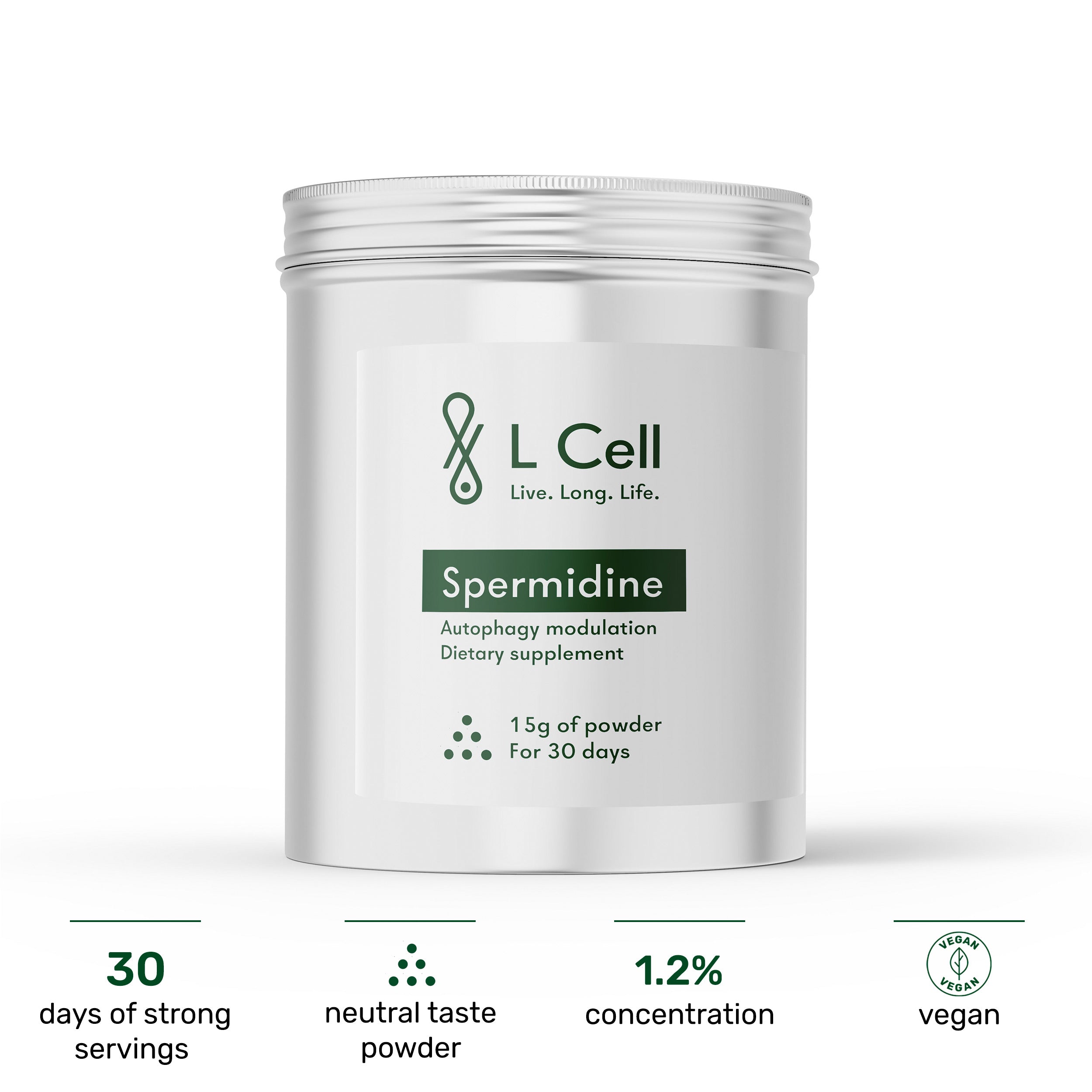 Spermidine Powder 15g (30 days, 1.2% concentration)